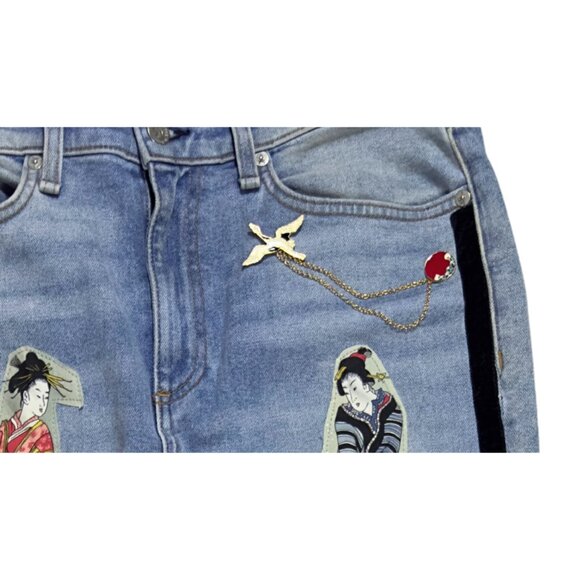 Upcycled Rag & Bone Nina High-Rise Flare Geisha Jeans - Size 31 - Picture 5 of 8